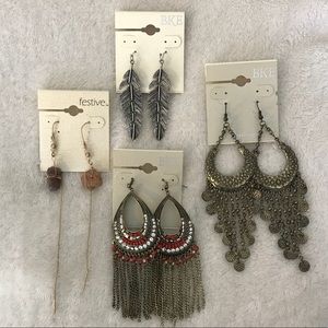 Set of 4 boho style earrings